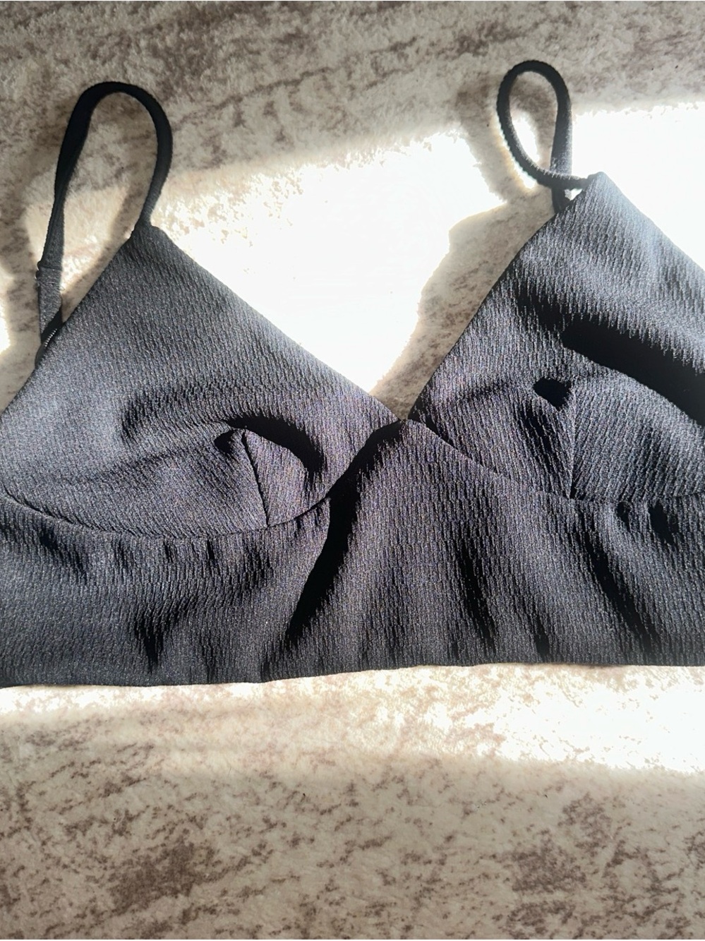 Everyday Black Ribbed Triangle Bralette